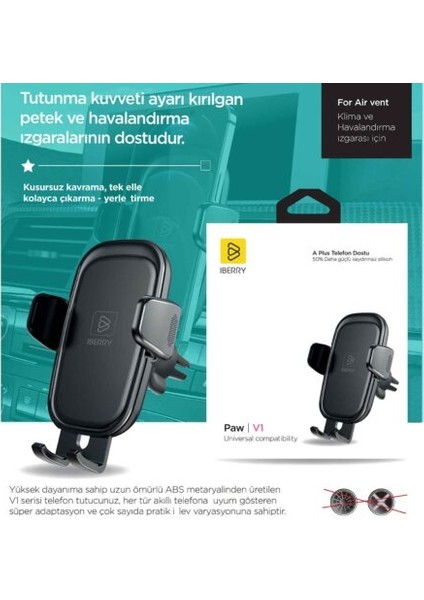 Paw V1 Klipsli Süper Adaptatif Araç Içi Telefon Tutucu