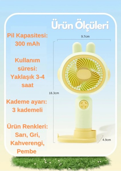Şarjlı, Taşınabilir, Soğutucu Mini El Fanı, 3 Kademeli Vantilatör Soğutucu