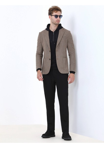 Deve Tüyü Mikro Modern Fit Yün Karışımlı Ceket