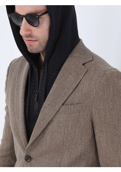 Deve Tüyü Mikro Modern Fit Yün Karışımlı Ceket