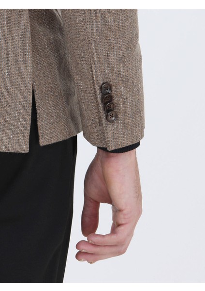 Deve Tüyü Mikro Modern Fit Yün Karışımlı Ceket