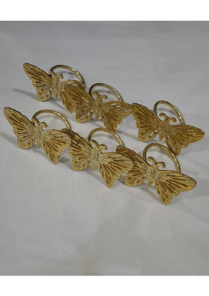 6.5X4.5X5CM Metal Kelebek Halka Peçetelik 6'lı Altın Renk Hayvan Dekoratif Sağlam Şık Misafirlik