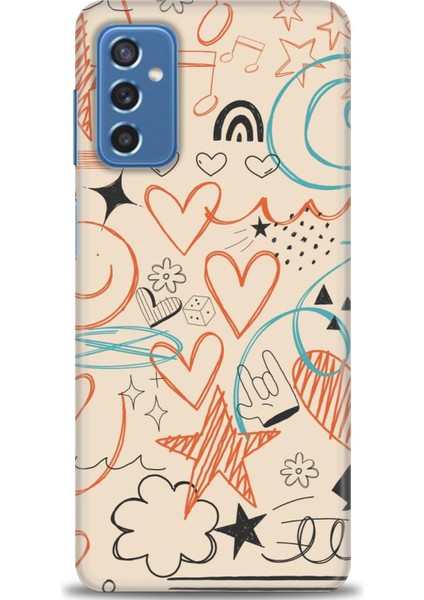 Samsung Galaxy M52 5g Kılıf Hd Baskılı - Notalar Turuncu