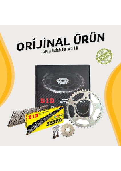 Dıd Yamaha Xtz 660Z Tenere Zincir Dişli Seti (2008-2016) X-Ringli Zincir (Çelik Renk)