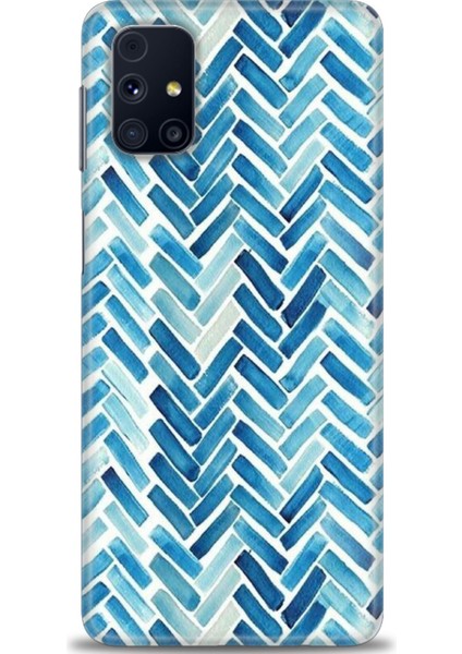 Samsung Galaxy M31S Kılıf Hd Baskılı - Mavi Çizgiler