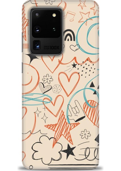 Samsung Galaxy S20 Ultra Kılıf Hd Baskılı - Notalar Turuncu