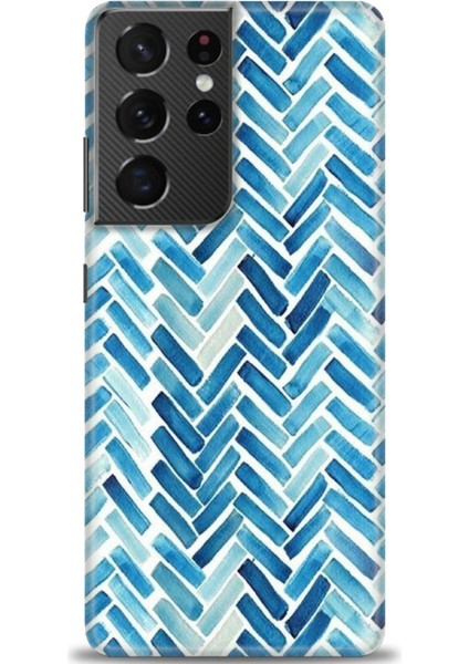 Samsung Galaxy S21 Ultra Kılıf Hd Baskılı - Mavi Çizgiler