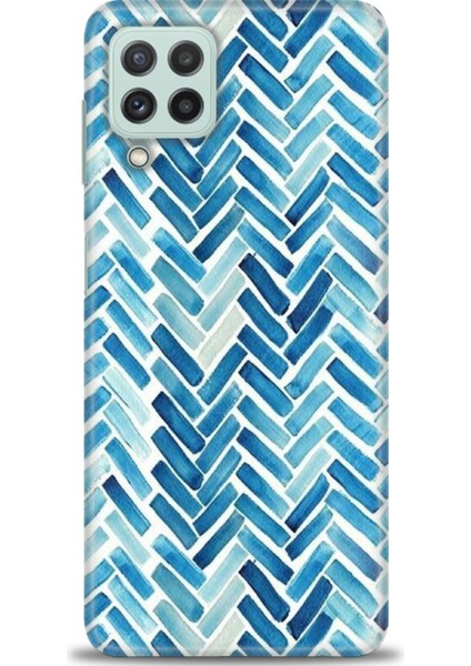 Samsung Galaxy M32 Kılıf Hd Baskılı - Mavi Çizgiler