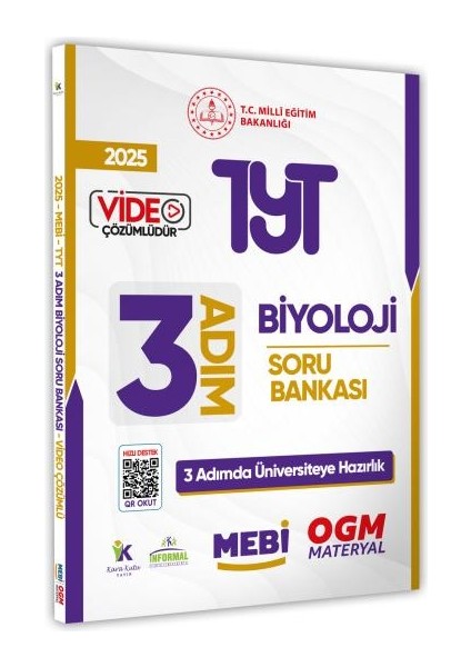 2025 Tyt Mebi-Ogm 3 Adım Biyoloji Soru Bankası Renkli A4 Boyut Video Çözümlü (Karakutu Katkılarıyla)