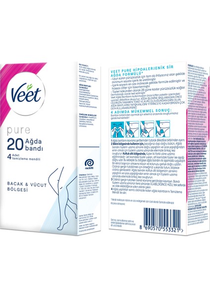 Pure Hipoalerjenik Sir Ağda Bandı Bacak & Vücut Bölgesi 20'li