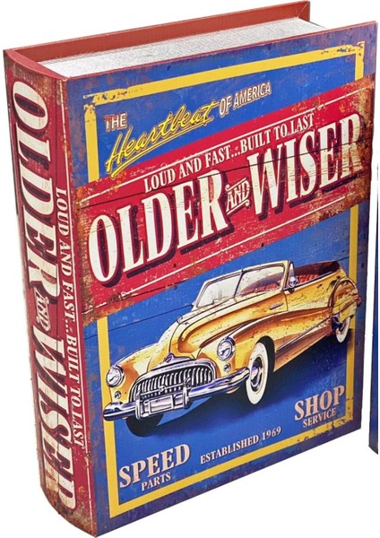 Ahşap Kitap Kutu My Garage Ofis Hobi Hediye The Heartbeat Of America Eski Araba Older Wiser 1 Adet