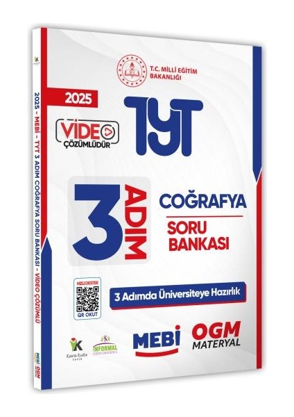2025 Tyt Mebi-Ogm 3 Adım Coğrafya Soru Bankası Renkli A4 Boyut Video Çözümlü (Karakutu Katkılarıyla)