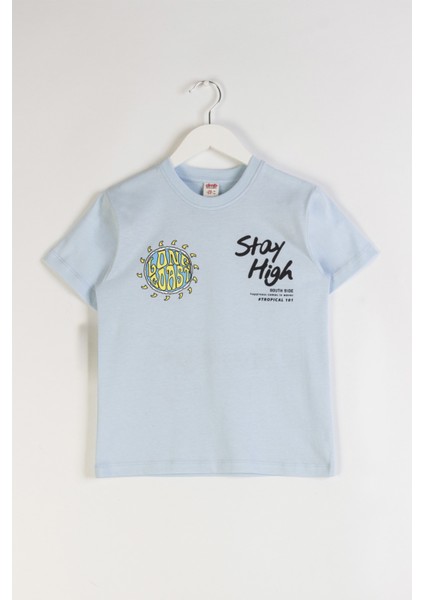 Yazı Baskılı Kısa Kollu Bisiklet Yaka Pamuklu Yazlık Erkek Çocuk T-Shirt