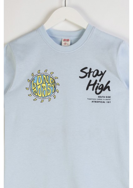 Yazı Baskılı Kısa Kollu Bisiklet Yaka Pamuklu Yazlık Erkek Çocuk T-Shirt
