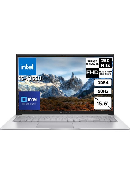 Vivobook 15 I5-1335U 40GB 2 Tbssd Intel UHD Graphics 15.6'' Fhd Freedos Notebook X1504VA-NJ1422 BT19