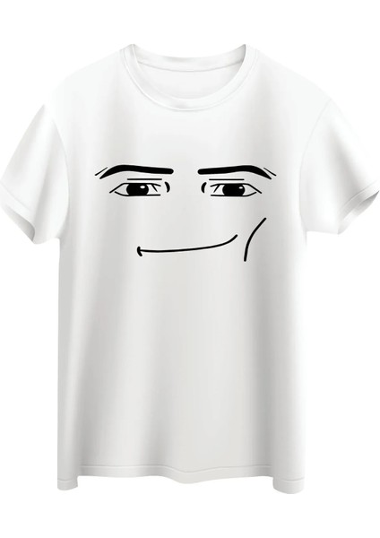 Roblox Tshirt Face Man Tişört Beyaz Unisex