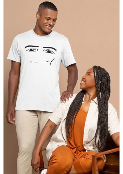 Roblox Tshirt Face Man Tişört Beyaz Unisex modelleri