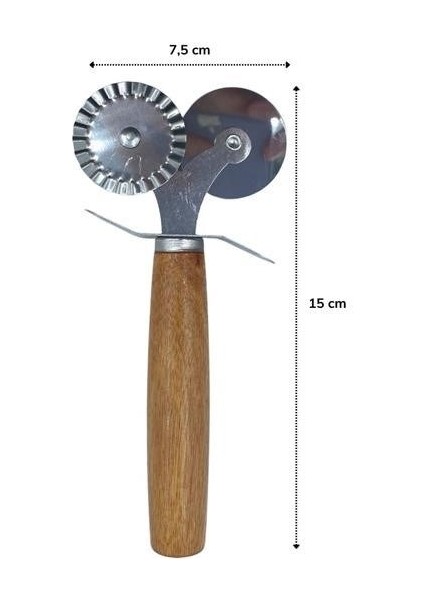 Ahşap Saplı 2li Hamur Kesme Ruleti Düz ve Dalgalı Pizza Börek Kesici Aparatı fiyatları