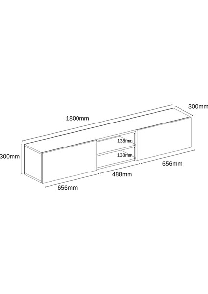 Vera 2 Kapaklı 180 cm Duvara Monte Tv Ünitesi - Barok indirimleri