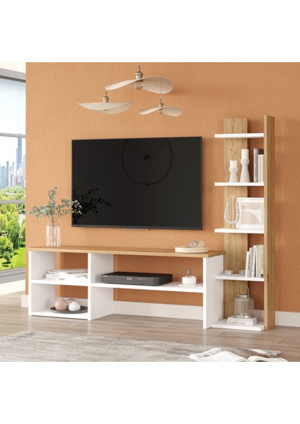 Robin Home Nexus Tv Ünitesi Tv Sehpası Kitaplıklı Beyaz-Sepet fiyatları