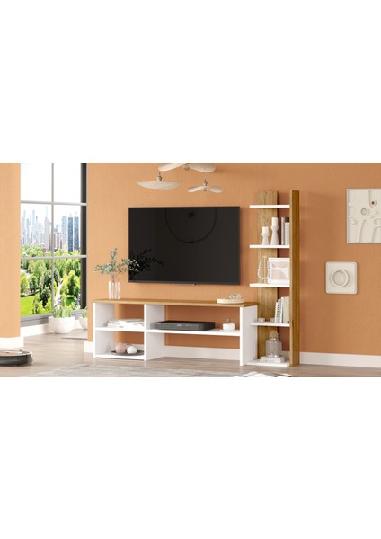 Robin Home Nexus Tv Ünitesi Tv Sehpası Kitaplıklı Beyaz-Sepet modelleri