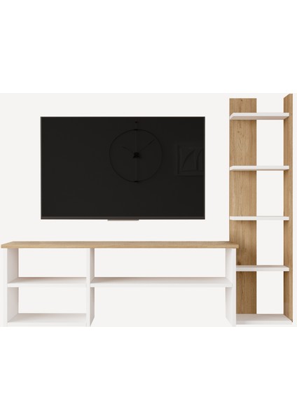 Robin Home Nexus Tv Ünitesi Tv Sehpası Kitaplıklı Beyaz-Sepet fırsatları