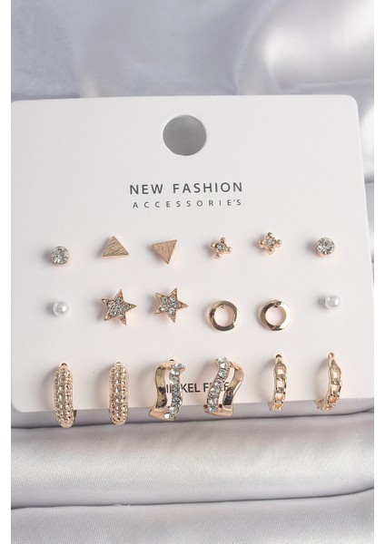 Pirinç Gümüş Renk Sallantı Zirkon Taşlı Damla Model Kadın Küpe Seti fiyatları