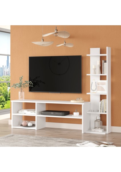 Robin Home Nexus Tv Ünitesi Tv Sehpası Kitaplıklı Beyaz fiyatları