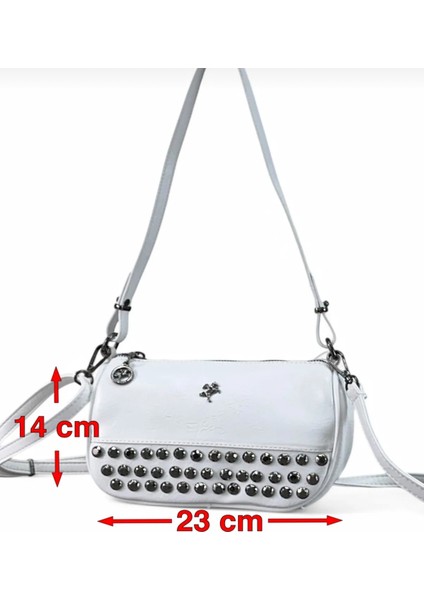 Vera Çanta Nas Bag Mini Kadın Taşlı Zımbalı Omuz ve Çapraz Baget Çanta fiyatları