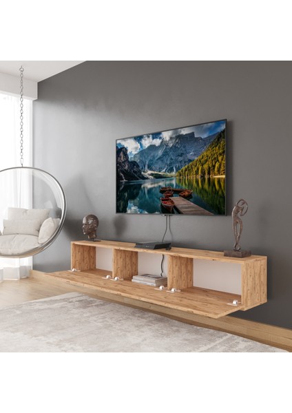 Karma 3 Kapaklı 180 cm Duvara Monte Tv Ünitesi - Atlantik Çam fiyatları