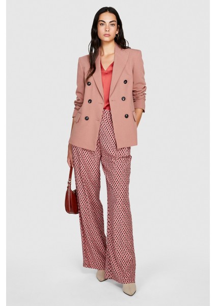 Sisley %100 Viskoz Desenli Palazzo Pantolon Kadın Siyah Pantolon - 323A4UTSLF03T