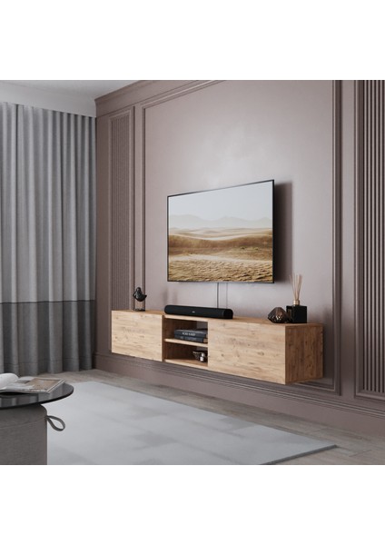 Vera 2 Kapaklı 180 cm Duvara Monte Tv Ünitesi - Atlantik Çam