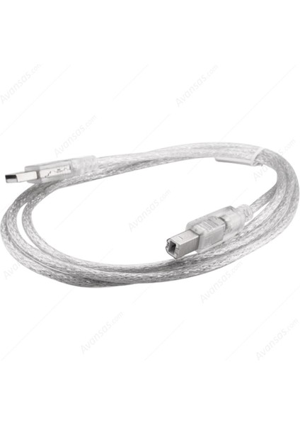 USB Yazıcı Kablosu 1,5 Metre 2.0V Şeffaf