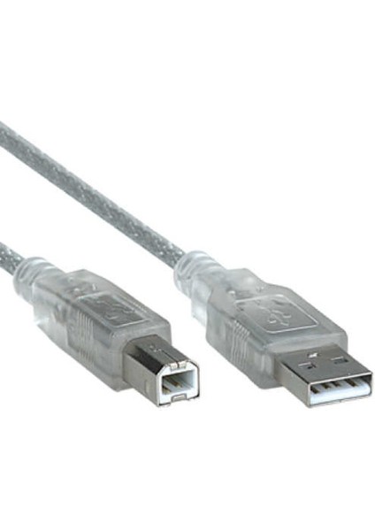 USB Yazıcı Kablosu 1,5 Metre 2.0V Şeffaf