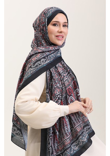 Etnik Desenli Soft Şal 90188-05 Siyah Bordo