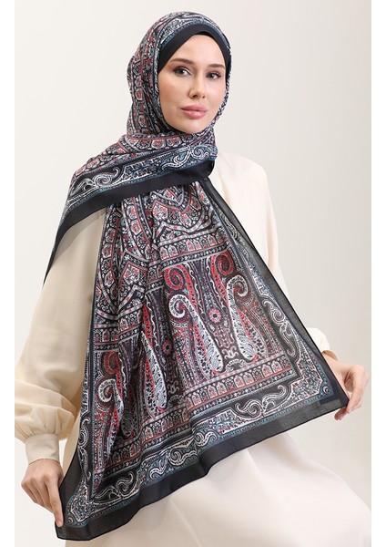 Etnik Desenli Soft Şal 90188-05 Siyah Bordo