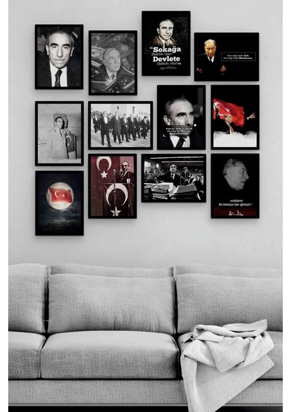 Alparslan Türkeş 12 Parça Ahşap Mdf Tablo