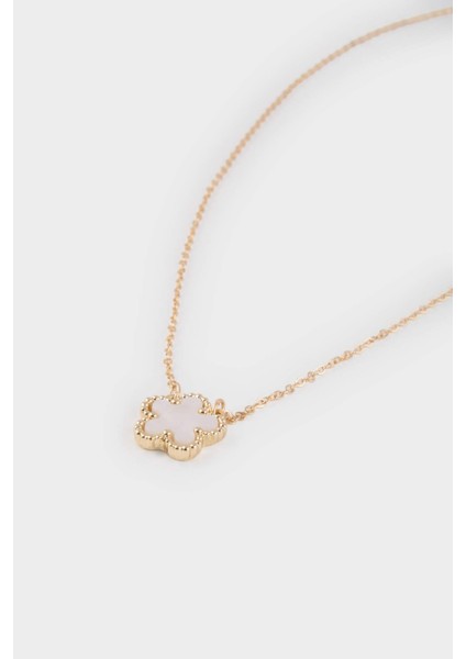 Kadın Beyaz Çiçekli Gold Kolye E8308AXNS fiyatları