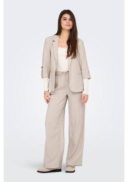 Onlcaro Keten Karışımlı Loose Fit Apaş Yaka Truvakar Kol Blazer Ceket Bayan Ceket 15312199 fiyatları