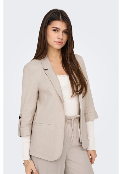 Onlcaro Keten Karışımlı Loose Fit Apaş Yaka Truvakar Kol Blazer Ceket Bayan Ceket 15312199 modelleri
