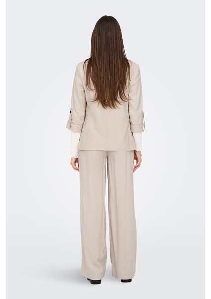 Onlcaro Keten Karışımlı Loose Fit Apaş Yaka Truvakar Kol Blazer Ceket Bayan Ceket 15312199 fırsatları