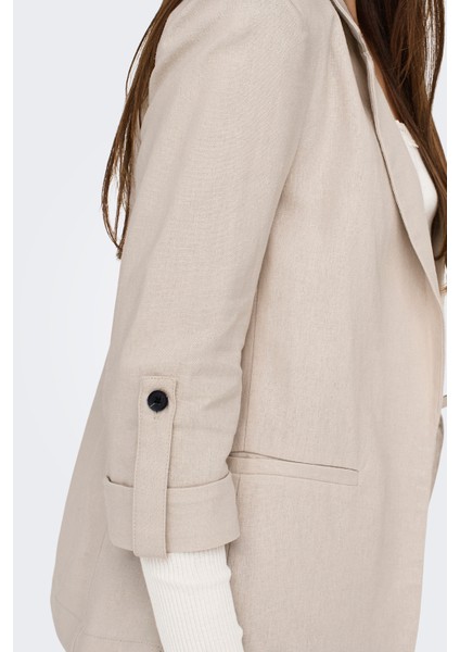 Onlcaro Keten Karışımlı Loose Fit Apaş Yaka Truvakar Kol Blazer Ceket Bayan Ceket 15312199 indirimleri