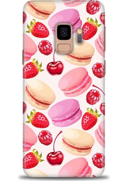 Samsung Galaxy S9 Kılıf Hd Baskılı - Makaron ve Çilekler