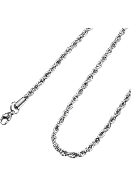 Çelik Kolye İnce Burgu Zincir Model 0.2 mm 55 cm Gümüş (Silver) Renkli