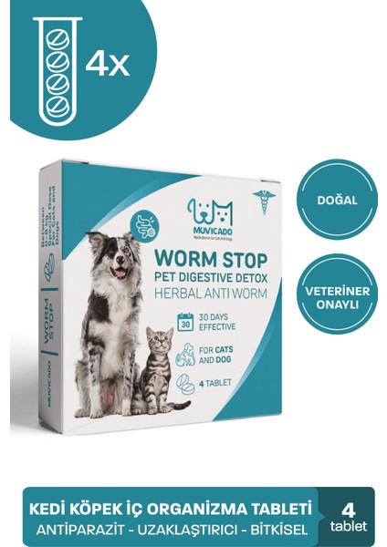 Kedi Köpek İç Dış Parazit Damlası ve Tableti Seti - Parazit Uzaklaştırıcı Bitkisel Damla - Ödül Tablet Seti - Bit Pire Giderici Damla ( 4 İç Parazit + 4 Dış Parazit )