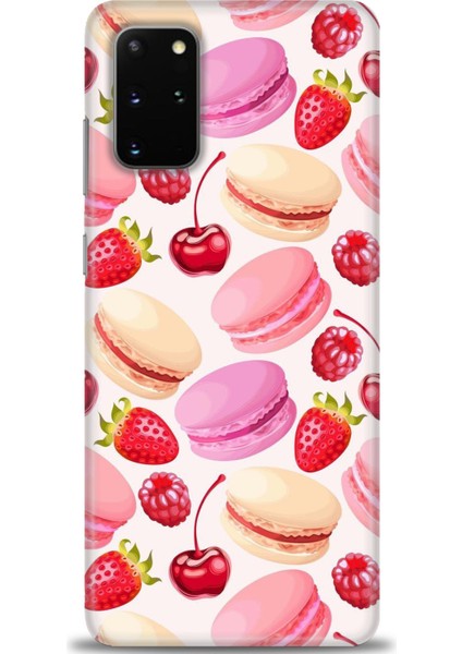 Samsung Galaxy S20 Plus Kılıf Hd Baskılı - Makaron ve Çilekler