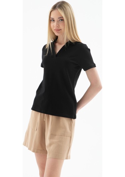 25Y0603K1 Kadın Polo V Yaka T-Shirt modelleri