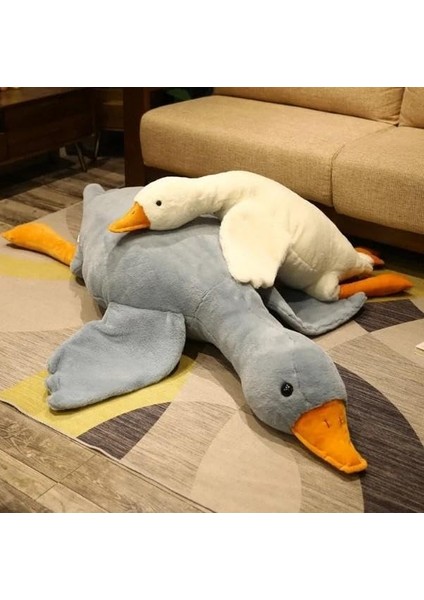 Peluş Uyku Arkadaşım Kaz 75 Cm- Uçan Kaz Morton Uyku Yastığı Gri
