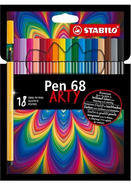 Pen 68 Arty - Keçe Uçlu Boya Kalemi - 18'li Paket - Çeşitli Renkler