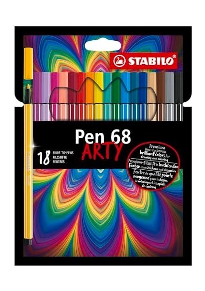 Pen 68 Arty - Keçe Uçlu Boya Kalemi - 18'li Paket - Çeşitli Renkler